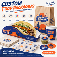 Plateau en papier personnalisé avec logo pour tacos, support alimentaire biodégradable, boîte jetable pour restauration rapide, vente directe en gros
