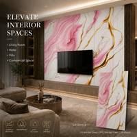 Panel Decorativo de Pared de PVC con Diseño Dorado, Lámina de Mármol UV Rosa Blanco MORLENX