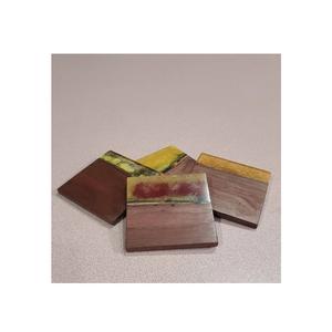 Juego de posavasos de resina y madera Restaurantes redondos Posavasos de agua de madera Posavasos de resina para beber para mesa - Product Image 1