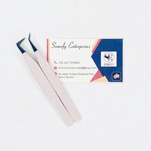 Pinces à cils professionnelles en acier inoxydable, pinces à cils en nano-diamant, pinces à cils pour extensions de cils, pointe en fibre à 90 degrés, volume durable - Product Image 4