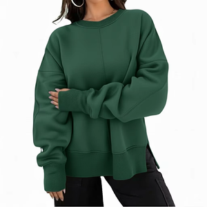 Soft Oversized Long Front Sweatshirt Cozy Warm Fleece Winter Casual Streetwear Relaxed Fit Stylish Daily Wear Trending Women <b>Top</b> - Product Image 1