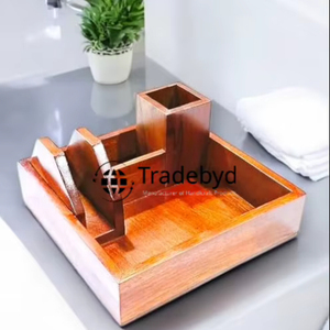 Porte-couverts en bois organisateur de cuisine fait à la main écologique boîte de rangement de salle à manger rustique Tradebyd - Product Image 1