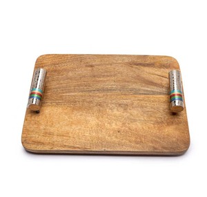 Plateau de service en bois naturel en aluminium fantaisie moderne en gros pour la maison décorative hôtel restaurant bar ustensiles de cuisine décor de table 2025 - Product Image 2