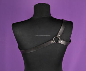 Arnés de cuero de vaca Real doble doblado para hombres, pecho, hombro, hombres, ropa fetiche, 2017 - Product Image 4