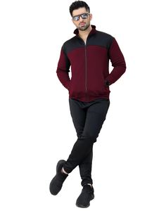 Ensemble de survêtements à fermeture éclair deux tons pour hommes Veste à manches longues et col haut avec poches sécurisées et pantalon de jogging assorti - Product Image 3