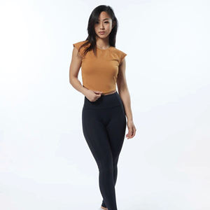 Camiseta ajustada con cuello redondo para mujer, prenda de vestir, de algodón 95%, con mangas ajustadas de licra, cuello redondo en forma de raglán, con dobladillo redondo, 5% - Product Image 4