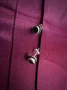 Pendientes de gota de plata unisex minimalistas hechos a mano con estilo negro ónix Stud bisel ajuste estilo étnico regalo de compromiso de boda - Product Image 4