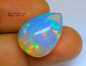 Cabochon en opale éthiopienne véritable coupe poire pour la fabrication de bijoux pierre d'opale éthiopienne pierre précieuse d'opale en vrac - Product Image 2