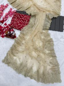 Nouveau Saree en organza doux et lourd de créateur exclusif avec paillettes et broderie Zari Collection de travail disponible au prix de gros - Product Image 2