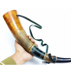 Cuerno Vikingo Tallado a Mano con Sonido de Batalla, Producto de Cuerno de Buey Natural de Primera Calidad, Fabricante Indio, Tamaño Personalizado - Product Image 4
