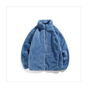 Veste polaire pour homme en sherpa bicolore, coupe oversize, fermeture éclair, col montant en toile, logo frontal, imperméable, streetwear, hiver - Product Image 1