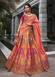 เสื้อเบลาส์นักออกแบบผ้าไหม Banarsi และผ้าไหม Banarasi บริสุทธิ์ dupatta lehenga Choli - Product Image 2