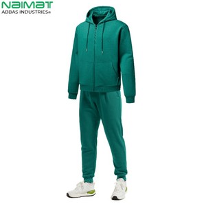 Personalizado de los hombres cómodos de entrenamiento Jogging Sweat Suits cremallera Sudadera con capucha 2 piezas Set Ecológico Gimnasio Chándales Invierno 100% Algodón - Product Image 3