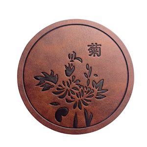 Sous-verre rond en cuir souple avec logo imprimé sur mesure - Product Image 3