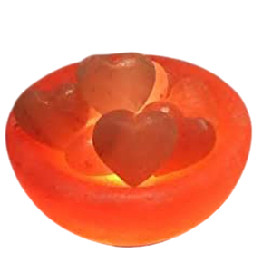 Heart Design Himalayan Salt Fire Bowl Lampe de roche en cristal faite à la main pour chambre à coucher, bureau et espaces de bien-être - Product Image 3