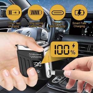 Mini rasoir électrique pour homme à double lame, rasoir rotatif portable pour voyage, rasoir humide et sec, lame détachable, remplacement de la lame IPX7, rasoir lavable - Product Image 5