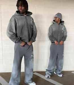 ชุดวอร์มซักกรดของผู้ชายวินเทจประดับพลอยเทียมพิมพ์ลายสำหรับ2025 - Product Image 4