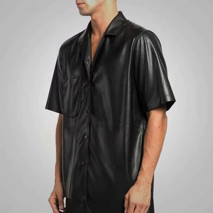 Chemises en cuir tissées respirantes à manches mi-longues, de couleur unie et haut de gamme pour hommes de grande taille 5XL 6XL 7XL - Product Image 6