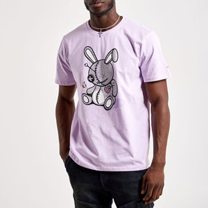 T-shirt à manches courtes à col en strass personnalisé T-shirt à la mode en coton lourd hip hop à épaules tombantes pour hommes - Product Image 4