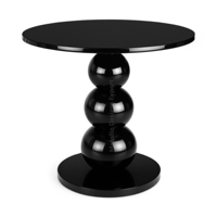 Table d'appoint sculpturale noire haut de gamme Table ronde brillante en métal pour intérieurs modernes