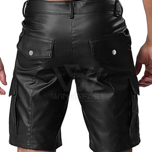 Pantalones cortos de cuero para hombre con contraste de Color a precio barato, pantalones cortos de cuero cómodos de alta calidad para hombre - Product Image 6