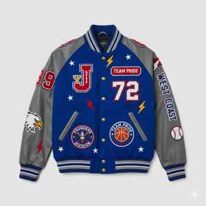 Chaqueta Universitaria Personalizable con Diseño Completo, Cuerpo de Lana, Mangas de Cuero Genuino, Chaqueta Bomber Estilo Letterman de Béisbol, Uniforme de Equipo - Product Image 5