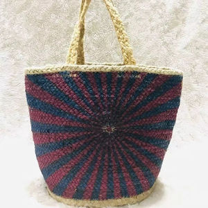 Sac à main de plage multicolore en coton jute pour dames, sac à bandoulière, sacs de soirée d'été faits à la main pour femmes à la mode - Product Image 1