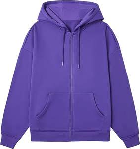 Tendance bête hiver pour hommes et femmes sweat à capuche décontracté doux brossé polaire à capuche goutte épaule pleine fermeture éclair à capuche - Product Image 3