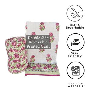 Ensemble de couette imprimé main indienne Super doux personnalisable 108X90 pouces Rose imprimé Floral literie ensembles de couette en coton en vrac - Product Image 4