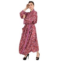 Robe de plage kimono en soie satinée Bohme Nueva Soie luxueuse pour femmes de la maison Regal, motif floral paisley rouge et blanc, cadeau