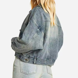 Chaqueta vaquera azul vintage para mujer, estilo cropped, holgada, con botones, manga larga, informal, estilo streetwear. - Product Image 4