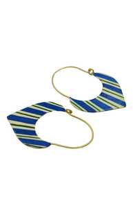 Pendientes Bali, joyería, Material de latón, pintura a mano, diseño de cerámica azul, pendiente colgante, acabado dorado mate para niñas y mujeres - Product Image 5