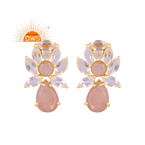 Nouvellement Design Sterling Silver 18K Plaqué Or Naturel Multi Gemstone Dangle Boucle D'oreille Fabricant De Bijoux - Product Image 1