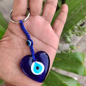 พวงกุญแจแก้วรูปหัวใจลายตาปีศาจวงกลมสีฟ้า ขนาดสั่งทำได้ สำหรับเป็นของขวัญ ขายส่ง - Product Image 2