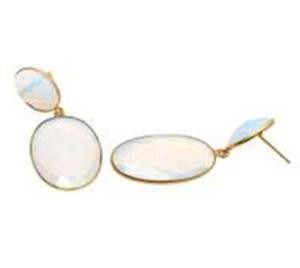 Boucles d'oreilles rondes et ovales en argent Sterling 925 avec pierres précieuses Opalite, nouvel arrivage - Product Image 1