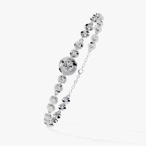 Pulsera de diamantes de puntos Tenis Clásico Diseño único simple Brazalete con tachuelas de diamantes reales en oro blanco de 18 quilates - Product Image 1