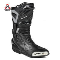 Bottes de moto de course brodées mi-mollet en PU, norme CE, pour la piste, avec protection de la cheville, semelle antidérapante, fermeture éclair, été