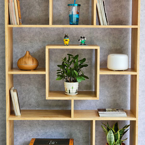ชั้นวางหนังสือไม้ยางพารา 5 ชั้น 100x30x180 ซม. สำหรับห้องนั่งเล่น แบบตั้งพื้น โครงเหล็ก - Product Image 6