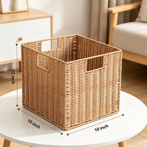 Organizador de Mimbre Plástico Tejido a Mano, Cestas de Almacenamiento Hechas a Mano, Ratán Natural, Moderno, Multifuncional, Hecho en Vietnam - Product Image 2