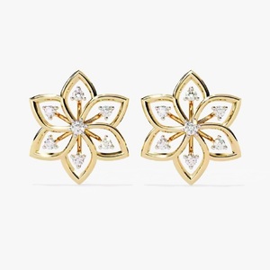 Magníficos Pendientes de Oro Amarillo de 10K con Diamantes Redondos Cultivados en Laboratorio con Claridad VS, Certificados por IGI - Product Image 1