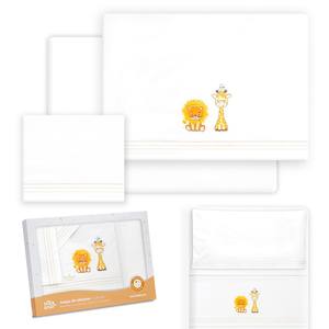 Parure de lit bébé 3 pièces motif girafe-oiseau pour berceau, 100% coton tissé, motif dessin animé - Product Image 1
