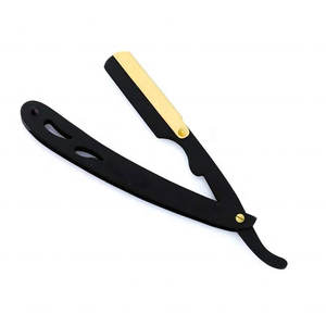 Muestra Gratuita del Mejor Fabricante de Navajas de Afeitar para Barberos, Navaja de Afeitar de Acero Inoxidable de Borde Recto de Color Negro - Product Image 4