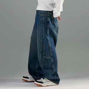 Jeans Baggy à Coupe Large de Qualité Supérieure Personnalisés pour Hommes Logo Personnalisé Broderie Impression Prix Bas Jeans Baggy à Jambes Larges Lavés - Product Image 6