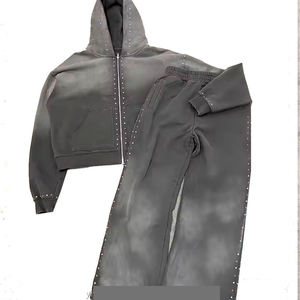 MOVATEXTILE - Conjuntos Deportivos Casuales con Capucha, Ligeros y Cómodos, con Pedrería, para Hombre, Ropa para Correr, Hechos a Medida, Corte Regular - Product Image 1