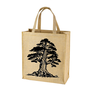 Sacs à provisions en toile de jute durables et écologiques avec impression personnalisée et poignées en ruban de tissage en coton - Product Image 2