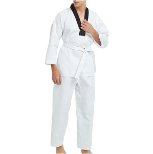 Costumes de karaté d'entraînement de combattant blanc avec logo personnalisé costumes d'arts martiaux en polyester et coton uni uniformes MMA respirants - Product Image 6