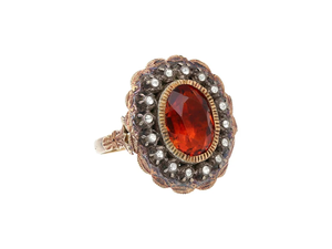 Bague en or véritable massif de l'ère victorienne, citrine antique et diamant certifiée GIA pour bijoux de mode pour femmes - Product Image 5