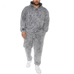 Vente en gros Ensemble de survêtements pour hommes en polaire oversize délavés à l'acide Survêtements pour hommes deux pièces fabriqués par des professionnels - Product Image 1