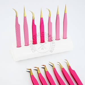 Pinza de fibra premium para extensión de pestañas, curvada en forma de luna, clásica, para volumen ruso, herramienta para pestañas de 90 grados - Product Image 1