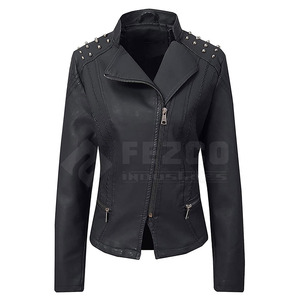 Chaqueta de Cuero para Mujer, 100% Cuero Genuino, Tejida para Invierno, Transpirable, Servicio OEM, Venta al por Mayor, en Existencia - Product Image 1
